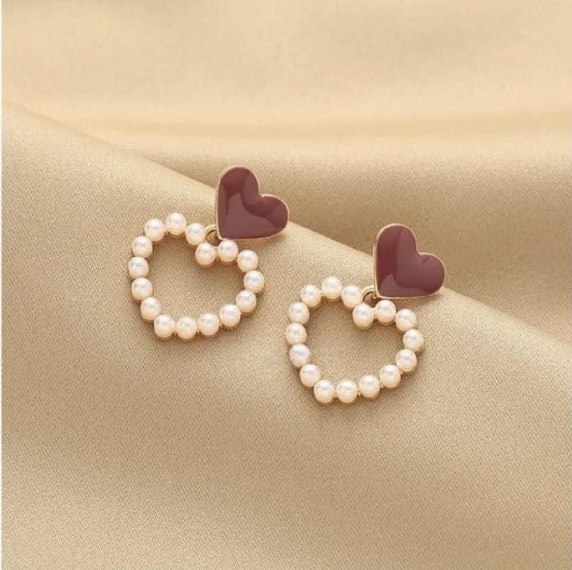 Pearl Heart Pop Earrings